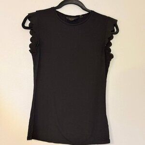 Ted Baker London Womens Black Scalloped Sleeve Top Blouse Size 1
